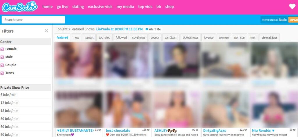 CamSoda Pagina iniziale