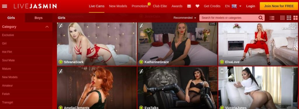 LiveJasmin Pagina principale con Cam Girls