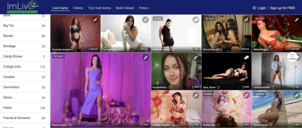 ImLive Modelli ImLive Main page screenshot 01